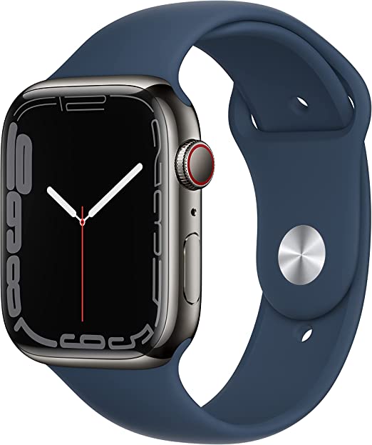 Apple Watch Series 7(GPS + Cellularモデル)- 45mmグラファイトステンレススチールケースとアビスブルースポーツバンド - レギュラー